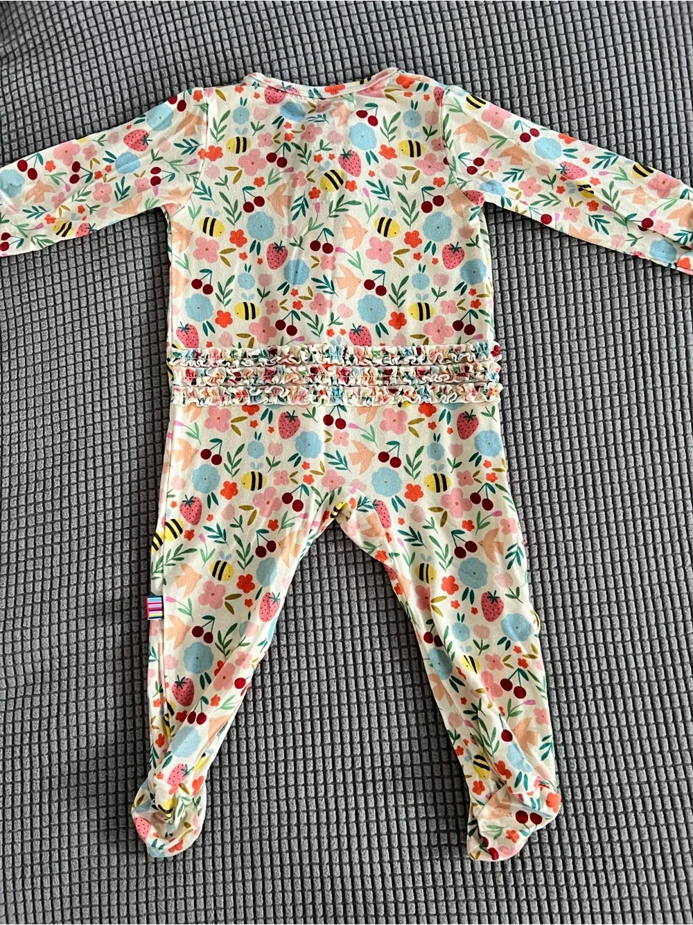 Magnetic Me Baby Floral & Bee Ruffle Footed One-Piece Romper - Like New!